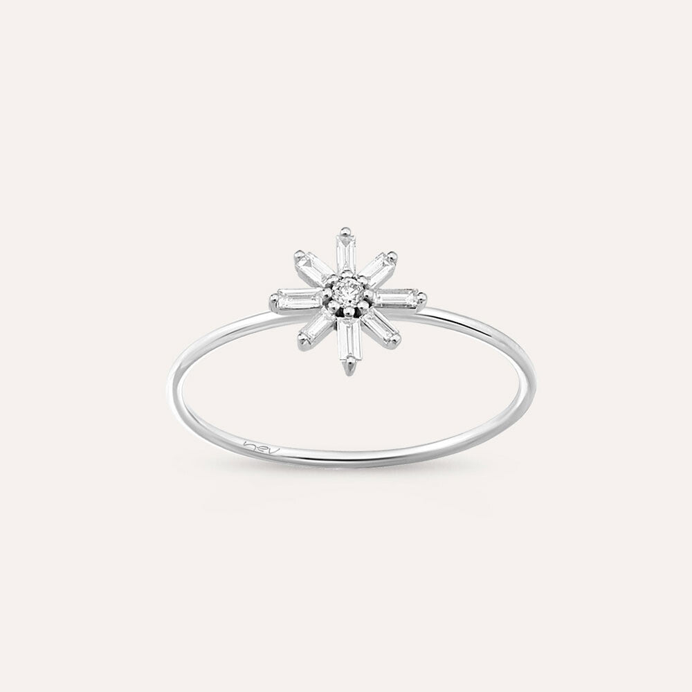 Blossom 0.12 CT Baget Pırlanta Taşlı Beyaz Altın Yüzük