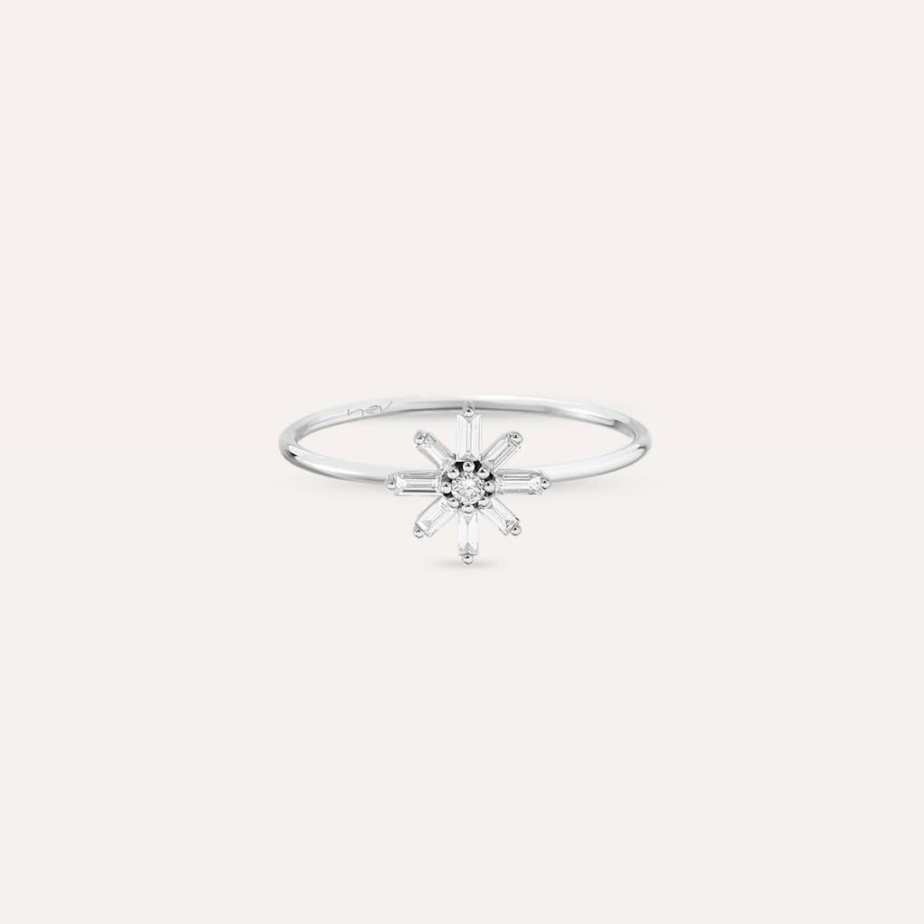 Blossom 0.12 CT Baget Pırlanta Taşlı Beyaz Altın Yüzük