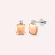 Blush Pırlanta Taşlı Rose ve Beyaz Altın Küpe