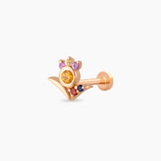 Bona Multicolor Safir Taşlı Rose Altın Piercing