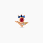 Bona Pırlanta ve Multicolor Safir Taşlı Rose Altın Piercing