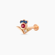 Bona Pırlanta ve Multicolor Safir Taşlı Rose Altın Piercing