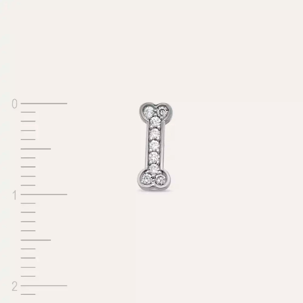 Bony  Pırlanta Taşlı Beyaz Altın Tek Küpe