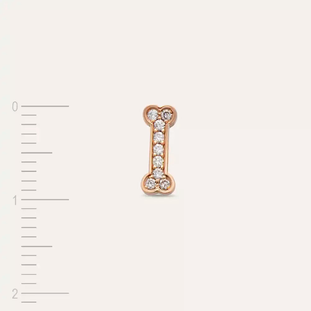 Bonei Pırlanta Taşlı Rose Altın Tek Küpe