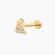 Boo Pırlanta Taşlı Sarı Altın Piercing