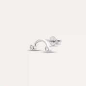 Bow Pırlanta Taşlı Beyaz Altın Mini Tek Küpe