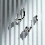 Bow Pırlanta Taşlı Beyaz Altın Mini Tek Küpe