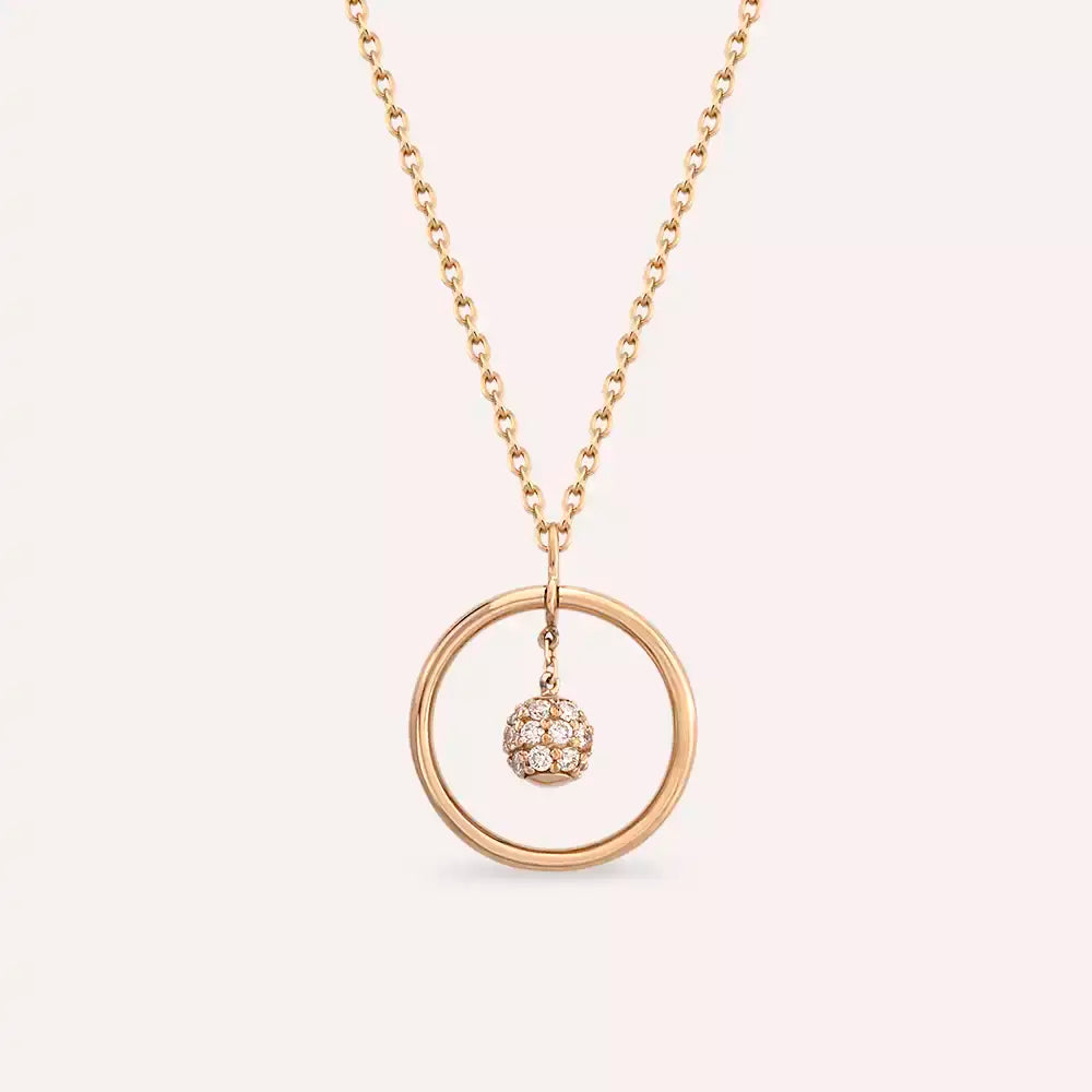 Bowl Pırlanta Taşlı Rose Altın Kolye