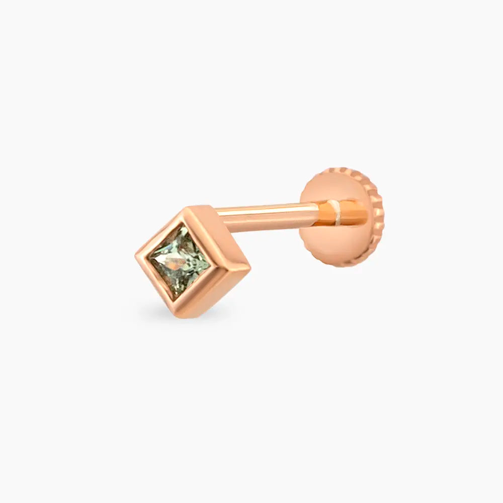 Box Green Safir Taşlı Rose Altın Piercing