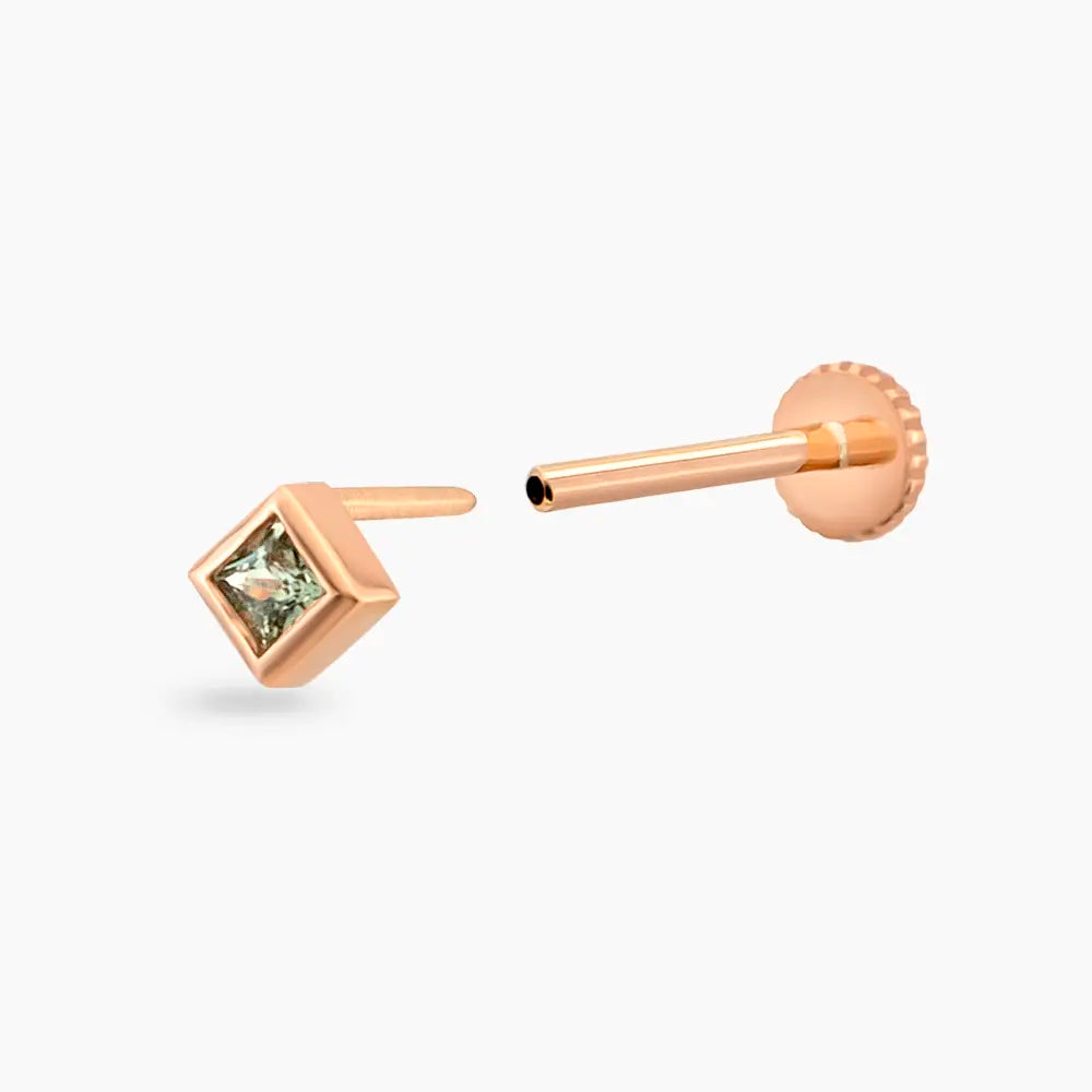 Box Green Safir Taşlı Rose Altın Piercing