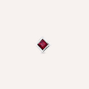 Box Red Safir Taşlı Beyaz Altın Piercing