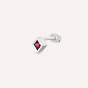 Box Red Safir Taşlı Beyaz Altın Piercing