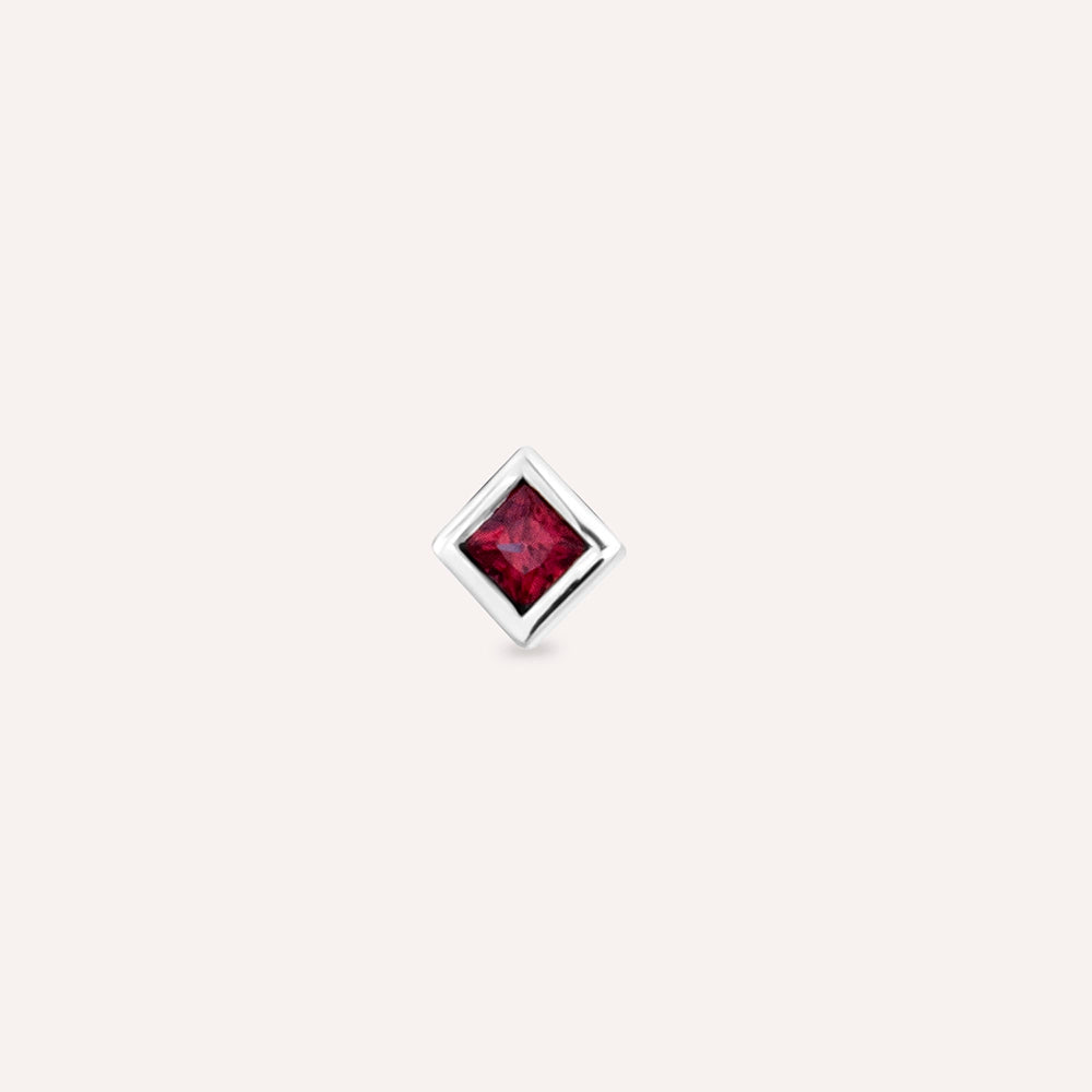 Box Red Safir Taşlı Beyaz Altın Piercing