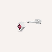 Box Red Safir Taşlı Beyaz Altın Piercing