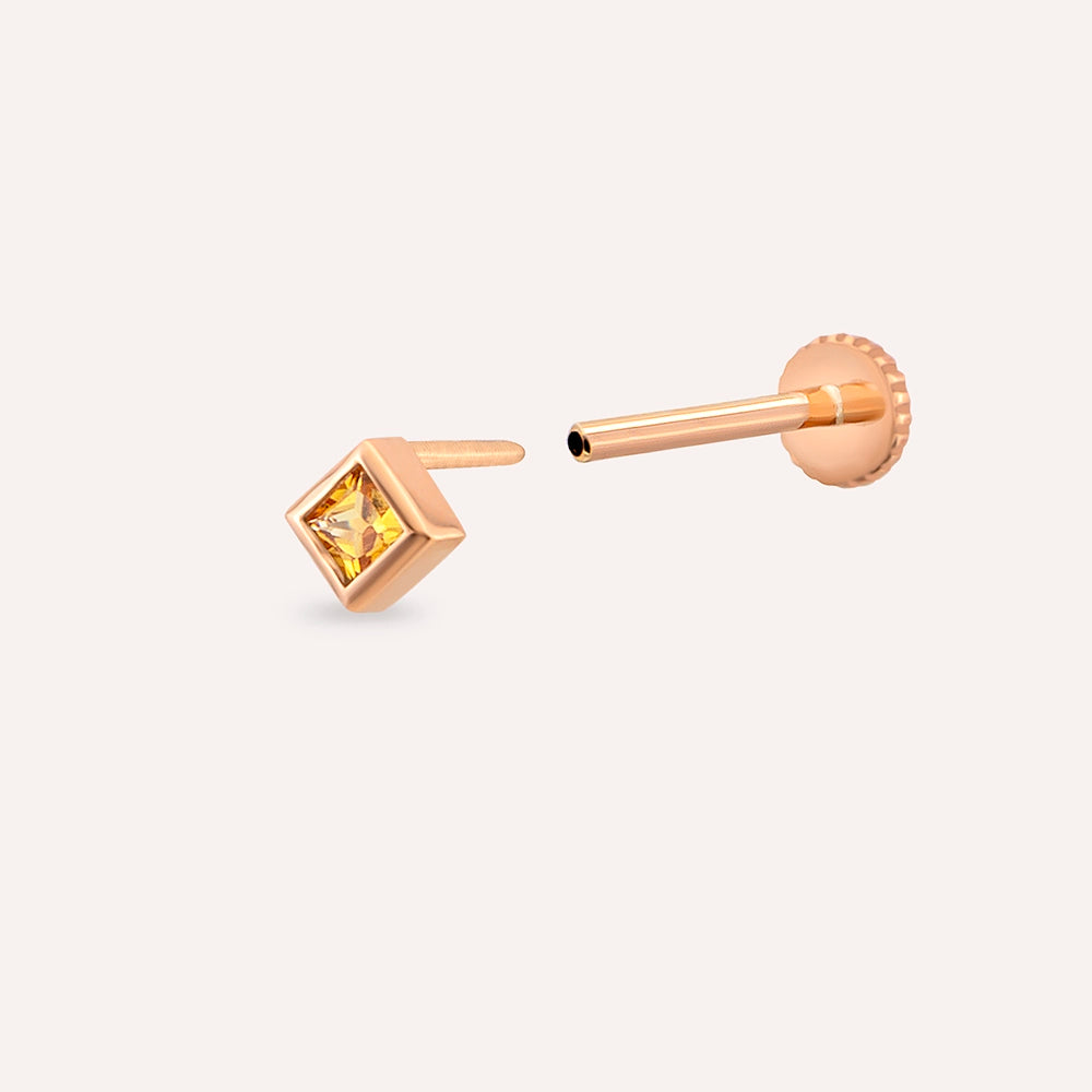 Box Yellow Safir Taşlı Rose Altın Piercing