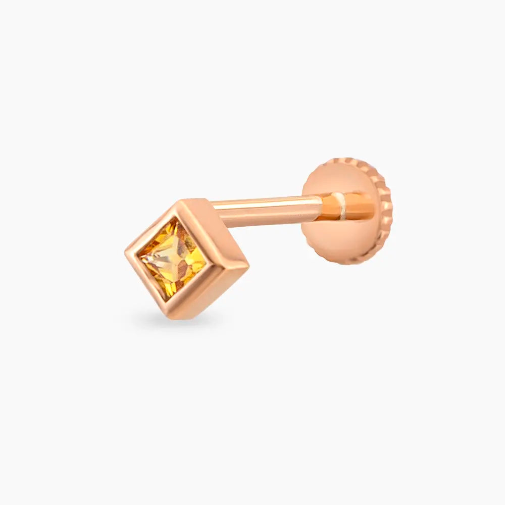 Box Yellow Safir Taşlı Rose Altın Piercing