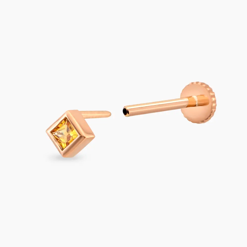 Box Yellow Safir Taşlı Rose Altın Piercing