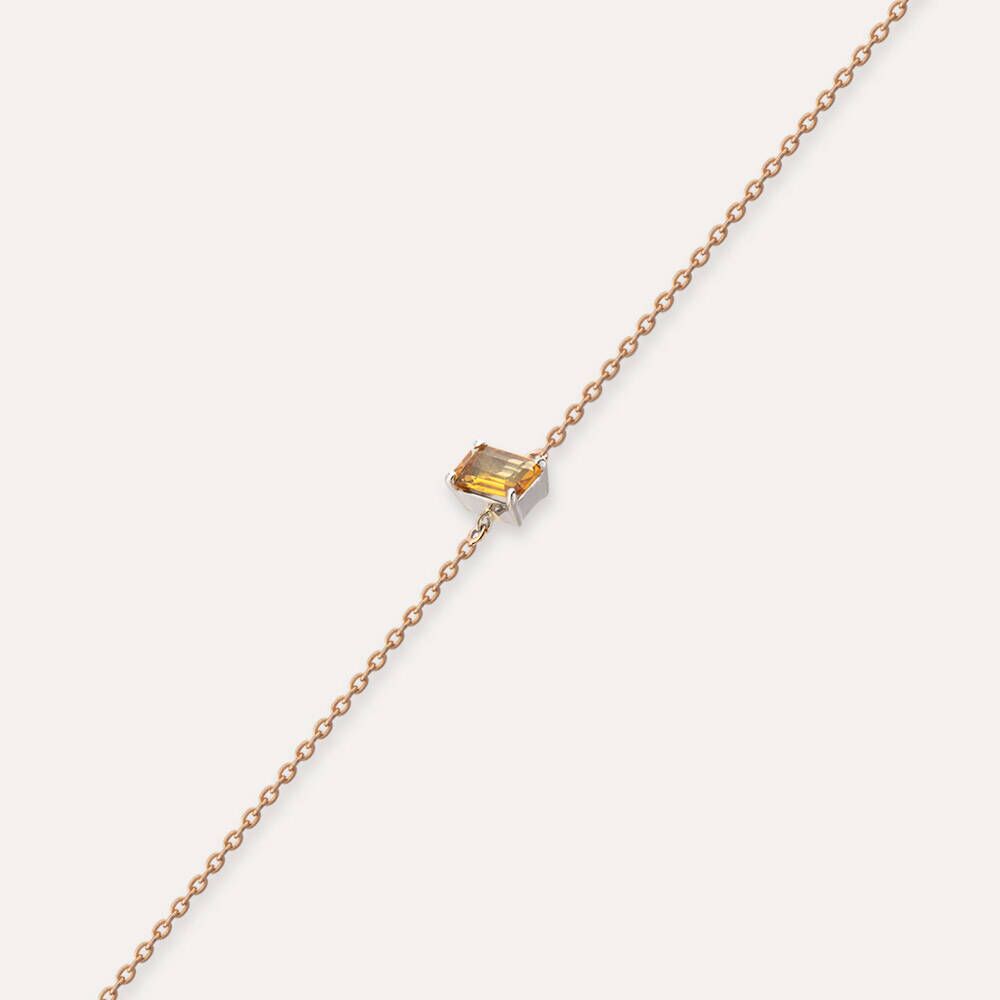 Brea 0.28 CT Octagon Kesim Yellow Safir Taşlı Rose Altın Bileklik