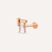 Brick Baget Pırlanta Taşlı Rose Altın Piercing