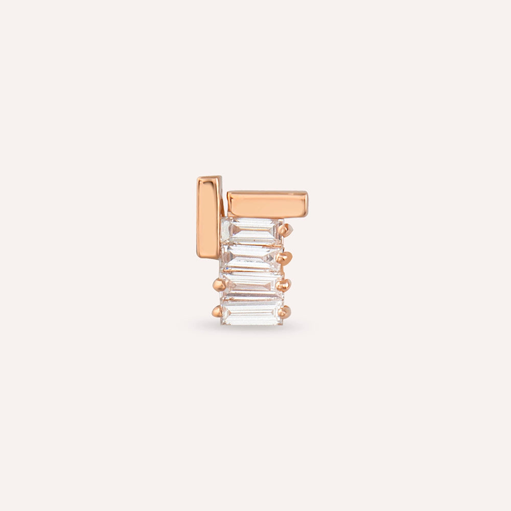 Brick Baget Pırlanta Taşlı Rose Altın Piercing