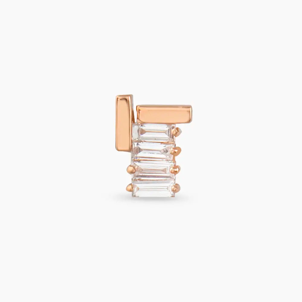 Brick Baget Pırlanta Taşlı Rose Altın Piercing