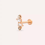 Brill Brown Pırlanta Taşlı Rose Altın Piercing