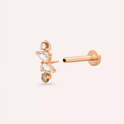 Brill Brown Pırlanta Taşlı Rose Altın Piercing