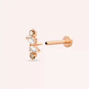 Brill Brown Pırlanta Taşlı Rose Altın Piercing