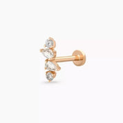 Brill Pırlanta Taşlı Rose Altın Piercing