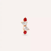 Brill Red Safir ve Pırlanta Taşlı Rose Altın Piercing