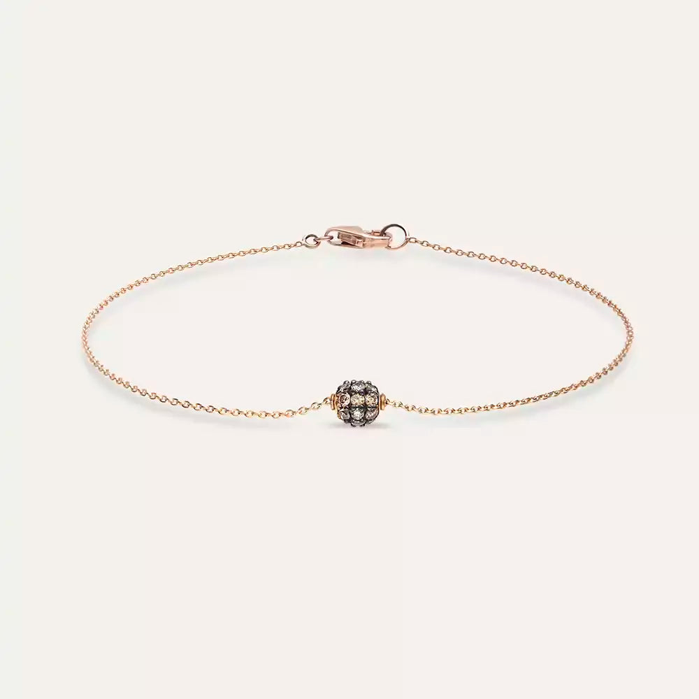 Brown Pırlanta Taşlı Rose Altın Top Bileklik