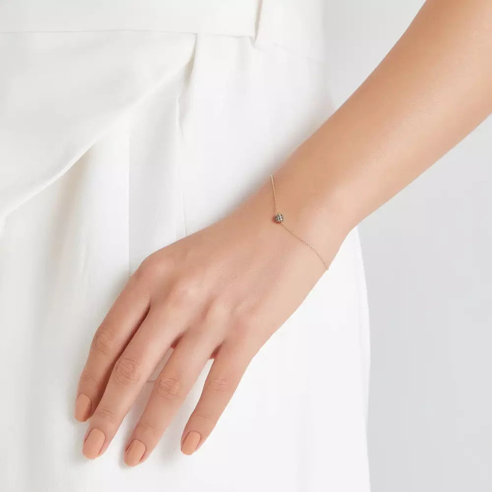 Brown Pırlanta Taşlı Rose Altın Top Bileklik