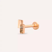 Dual Brown Pırlanta Taşlı Rose Gold Piercing