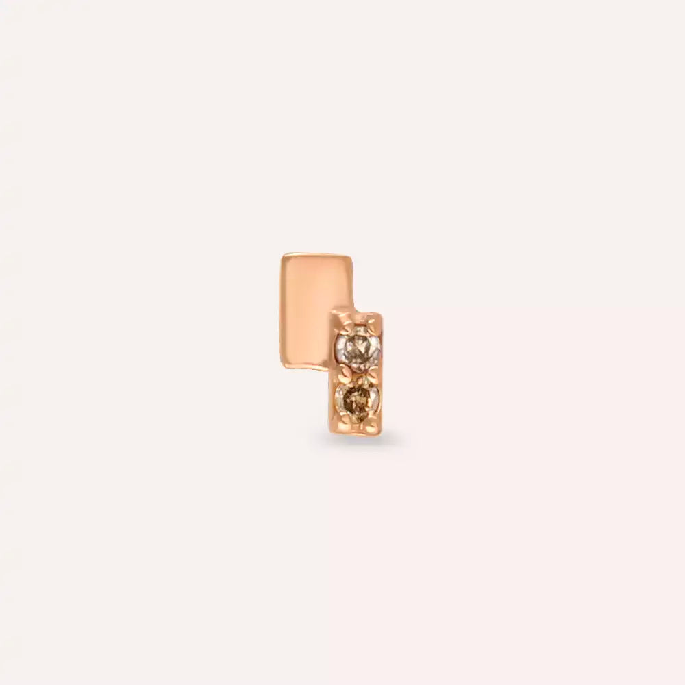 Dual Brown Pırlanta Taşlı Rose Gold Piercing