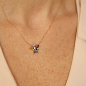 Bubbly 2.16 CT Multicolor Safir ve Pırlanta Taşlı Rose Altın Kolye