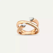 Buff Damla Kesim Pırlanta Taşlı Rose Altın Yüzük