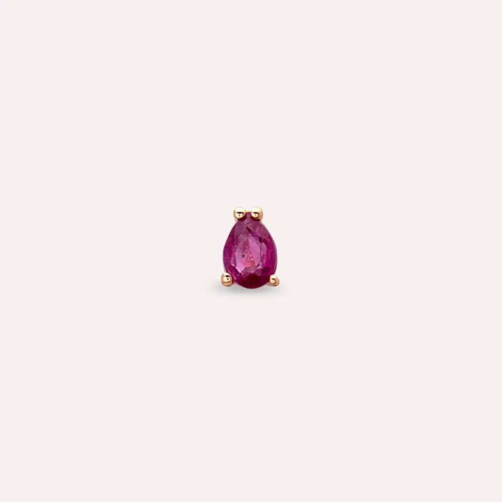 Bulb 0.18 CT Damla Kesim Yakut Taşlı Rose Altın Piercing