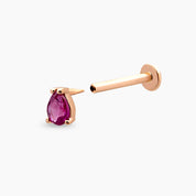 Bulb 0.18 CT Damla Kesim Yakut Taşlı Rose Altın Piercing