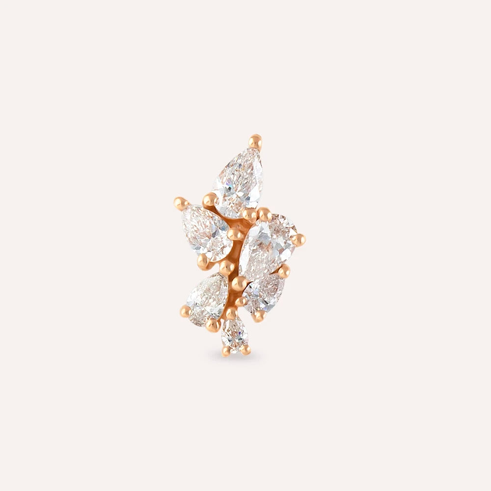Bunch 0.38 CT Pırlanta Taşlı Rose Altın Piercing