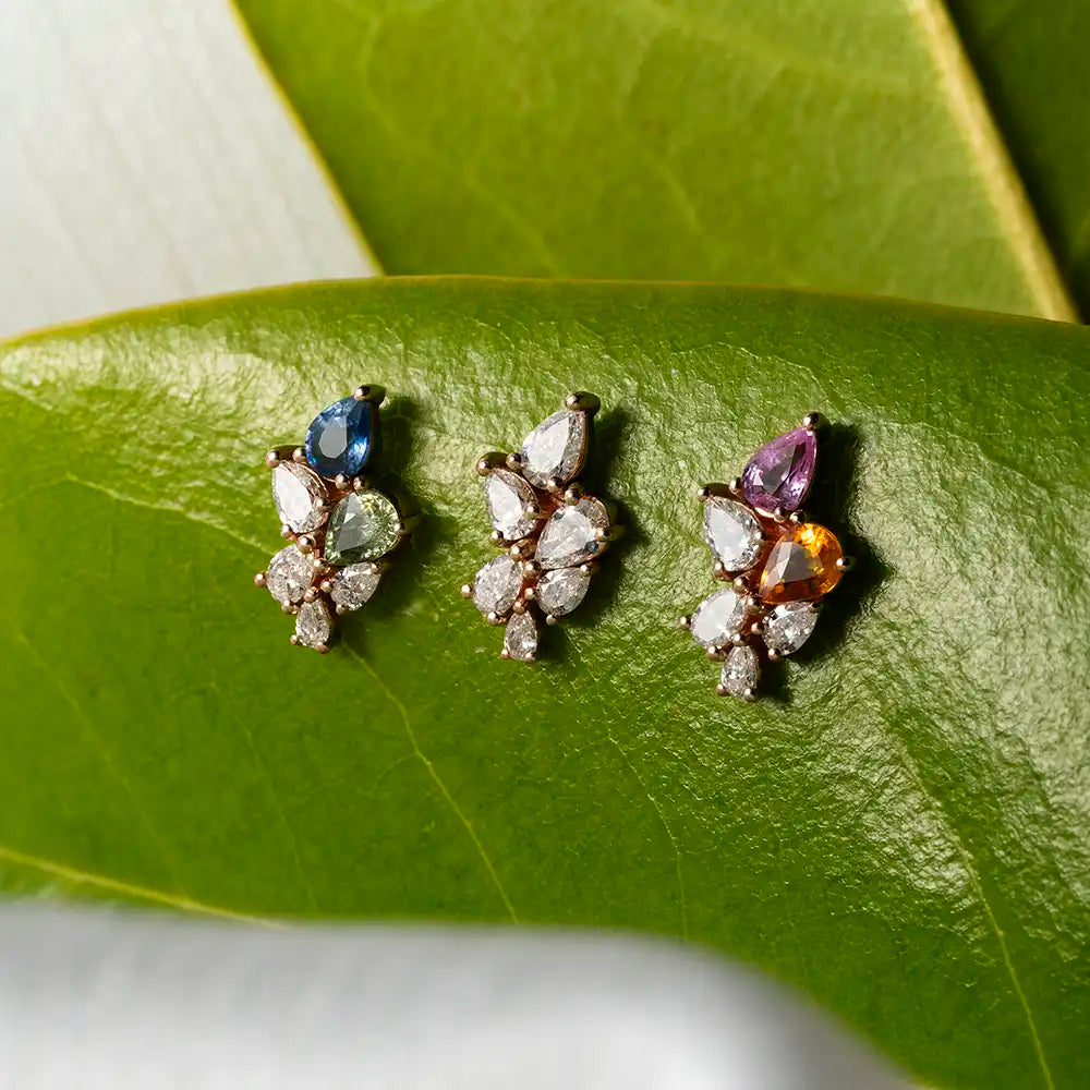 Bunch 0.38 CT Pırlanta Taşlı Rose Altın Piercing