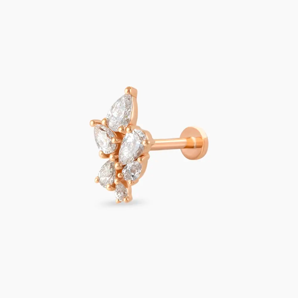 Bunch 0.38 CT Pırlanta Taşlı Rose Altın Piercing