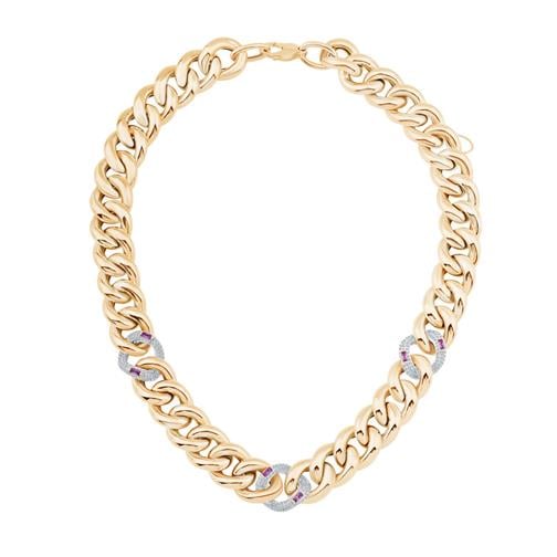 Burgulu Pembe Taşlı Zincir Kolye