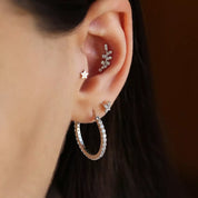 Butterfly Markiz Kesim Pırlanta Taşlı Beyaz Altın Tek Küpe