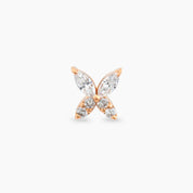 Butterfly Markiz Kesim Pırlanta Taşlı Rose Altın Piercing