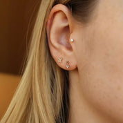 Pion Markiz Kesim Pırlanta Taşlı Rose Altın Tek Küpe