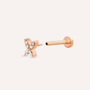 Butterfly Mini Markiz Kesim Pırlanta Taşlı Rose Altın Piercing