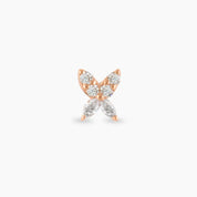 Butterfly Mini Markiz Kesim Pırlanta Taşlı Rose Altın Piercing