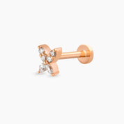 Butterfly Mini Markiz Kesim Pırlanta Taşlı Rose Altın Piercing