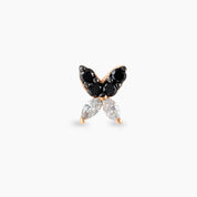 Butterfly Mini Siyah Pırlanta Taşlı Rose Altın Piercing