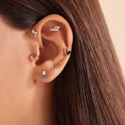 Butterfly Yellow, Blue Safir ve Pırlanta Taşlı Rose Altın Piercing